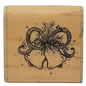 VTG‎ 80s DOTS Jingle Bells Rubber Stamp C146 1.5" 1989 Christmas Wood Mounted